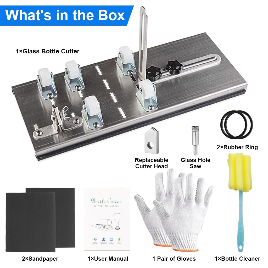 Serplex Glass Bottle Cutter Glass Cutting Tool Kit for DIY Craft Stainless Steel Glass Bottle Cutter Universal Glass Bottle Cutter for Various Glass Bottle (Only for Round Bottles)