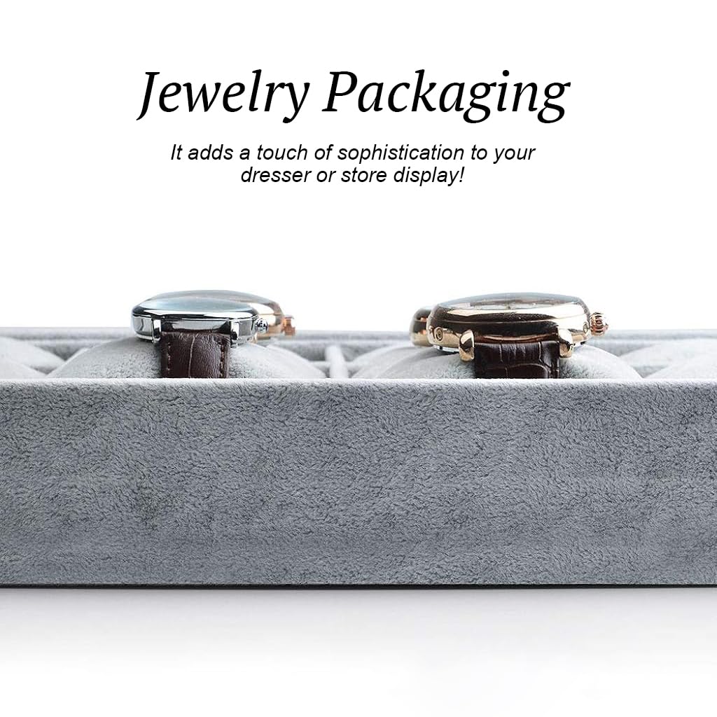 MAYCREATE Velvet Watch Box Organizer with 12 Slots of Watches for Men and Women Watch Case Box Tray Bracelet Bangle Organizer Watch Storage Box Organizer with Adjustable Pillow