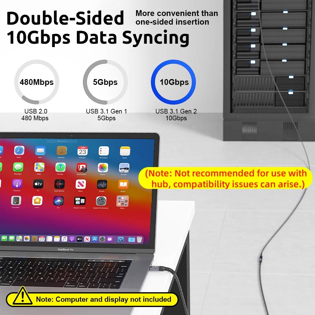 Verilux USB C Extension Cable, 3.3ft USB Type C Male to Female Cable Support 100W PD Fast Charging, 10Gbps Data Transfer, 4K@60Hz HD Video Output Compatible with iPad Pro, MacBook Pro, Dell