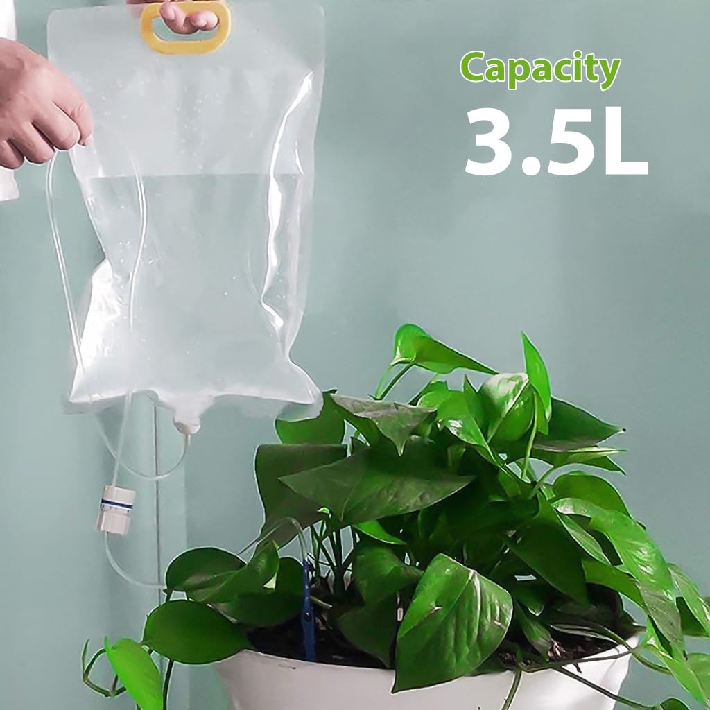 HASTHIP Drip Irrigation Kit for Garden Home Office with 3500ml Water Bag and Slow Release Control Valve Switch, Adjustable Self-Watering Devices for Pots Plant