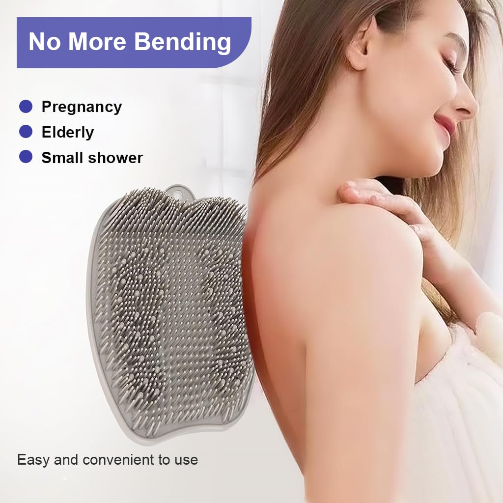 HANNEA Bathing Foot Scrubber PVC Foot Scrubber Foot Massager Pad Foot Scrubber for Dead Skin Exfoliation Soft Bristles Shower Scrubber, 26 x 22cm
