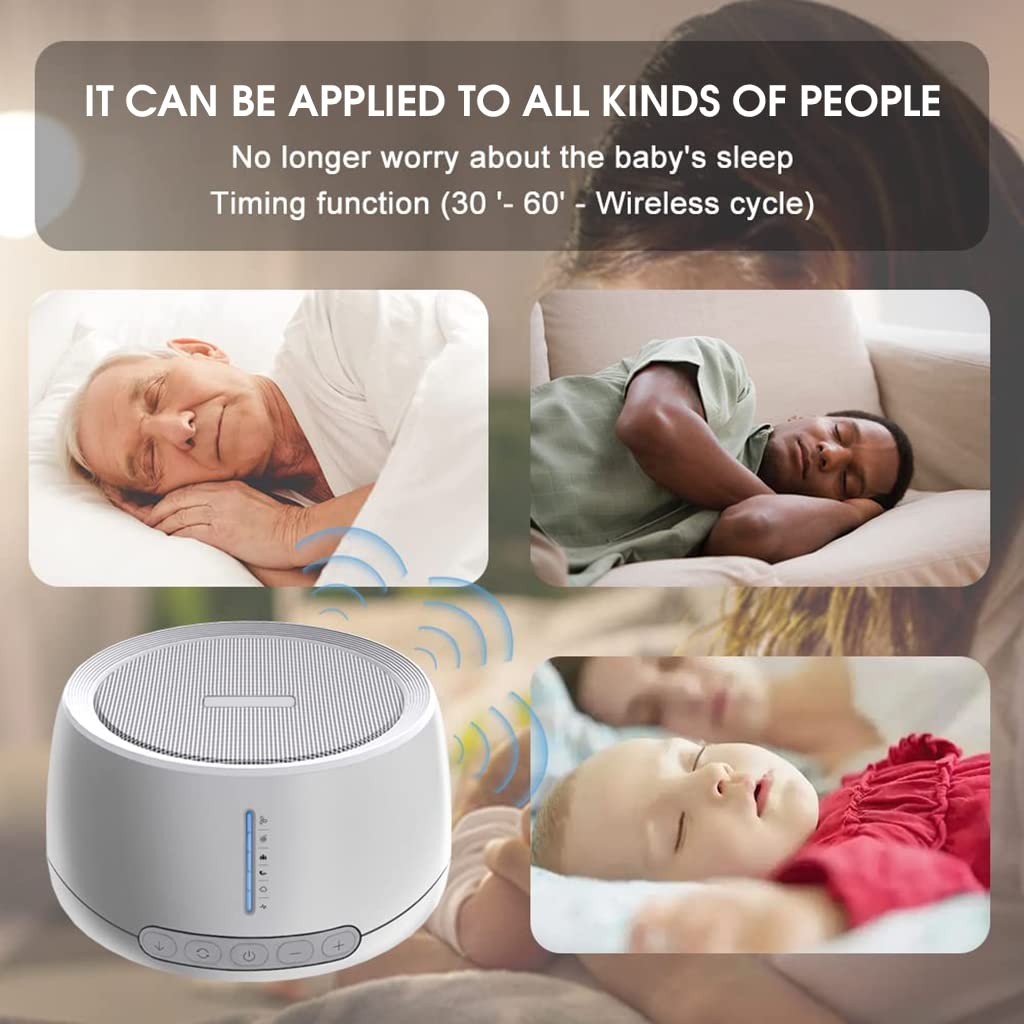 HASTHIP White Noise Machine for Baby Sleep Aid with 30 Natural Soothing Melody White Noise Therapy Machine for Baby Kids Adults 3 Timing Modes & Memory Function White Noise Sounds Machine with 5W Speaker