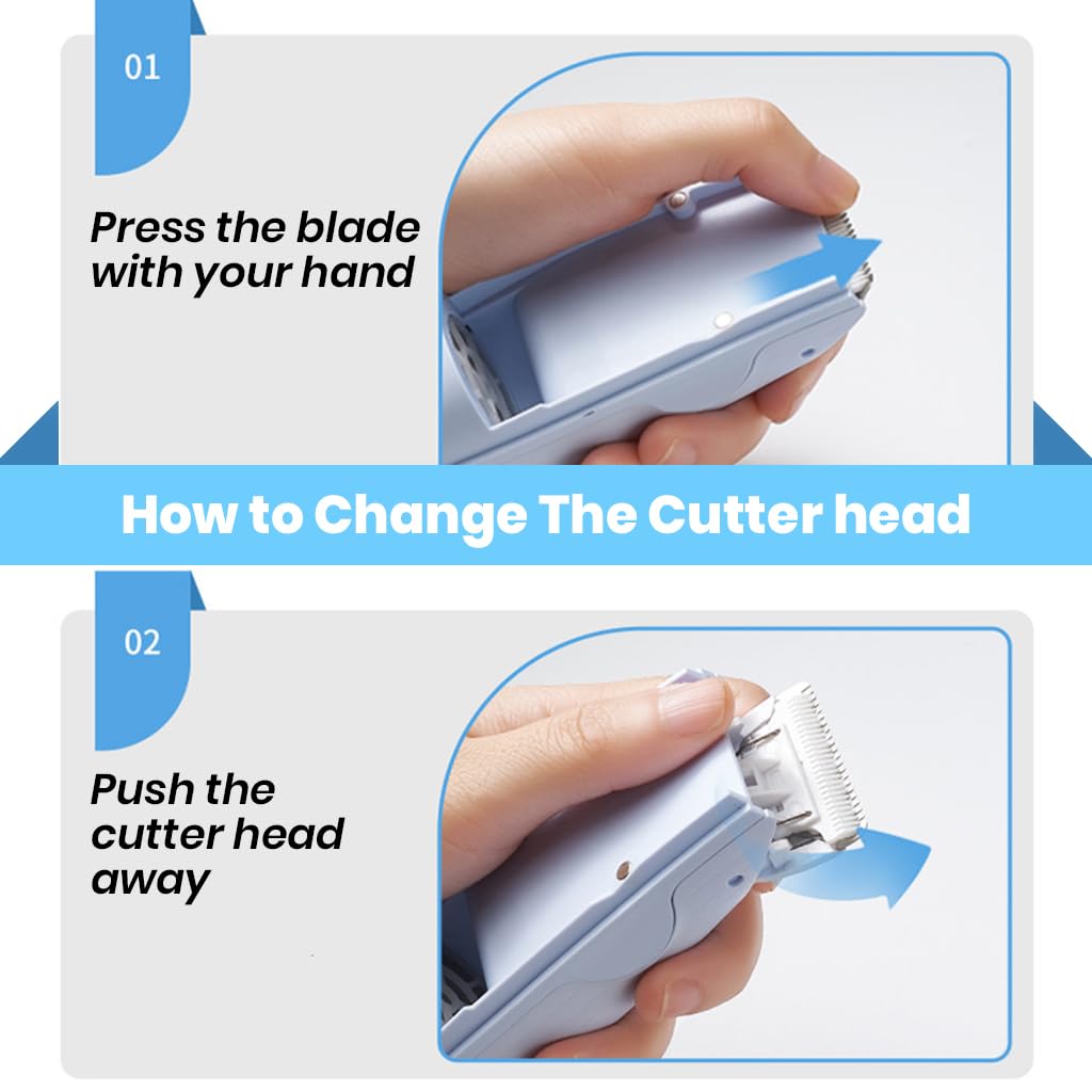 HANNEA Baby Hair Trimmer Quiet Vacuum Hair Clipper 2 Speeds Baby Hair Trimmer Fine Hair Trimmer with 2 Hair Trimming Guides IPX7 Waterproof Rechargeable Cordless Baby Hair Trimmer