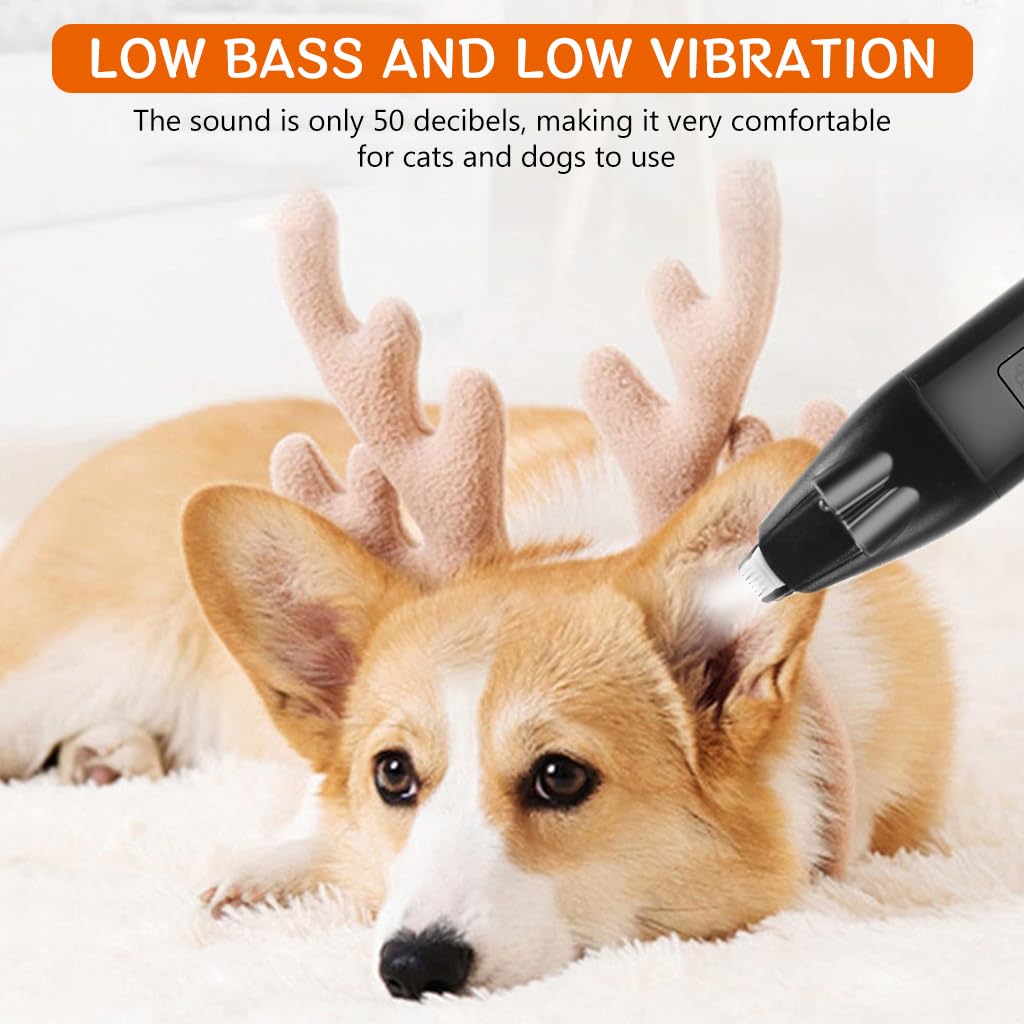 Qpets Dog Hair Cutting Machine, Pet Hair Trimmer for Dog Cat witn LED/Red Laser/UV365 Purple Light, Electric Grooming Clippers for Hair Around Paws, Buttocks, Eyes & Ears for Small Pets