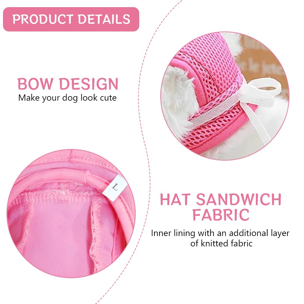 Qpets Dog Hat, Cute Pink Pet Caps for Dogs with Sun Visor, Breathable Mesh Cat Sun Hat with Adjustable Chin Strap Fashion Outdoor Pet Hats for Cat Dog (L)