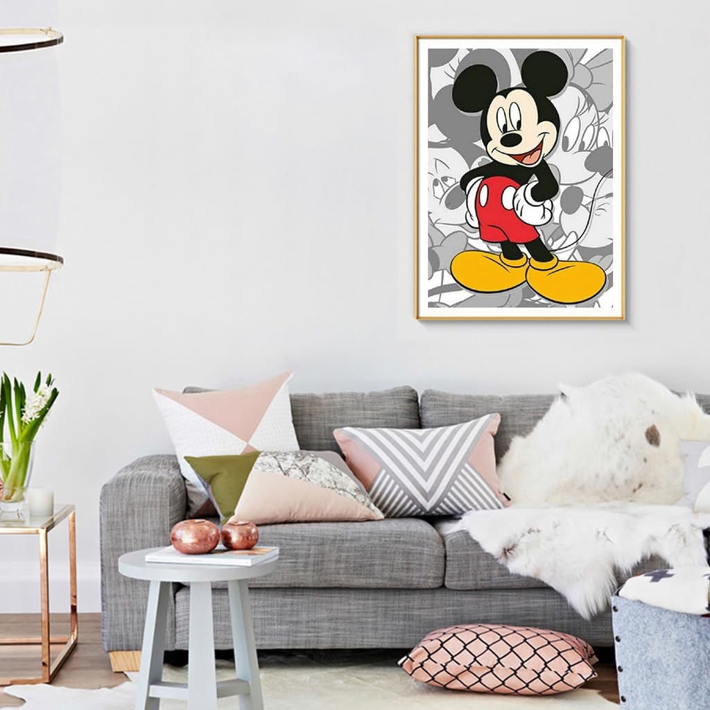 HASTHIP Diamond Painting Kit, 12x16inch Mickey Mouse Diamond Painting, 5D Diamond Painting Kit for Adults & Kids, Very Suitable for Home Leisure and Wall Decoration, Gift for Kids and Adults