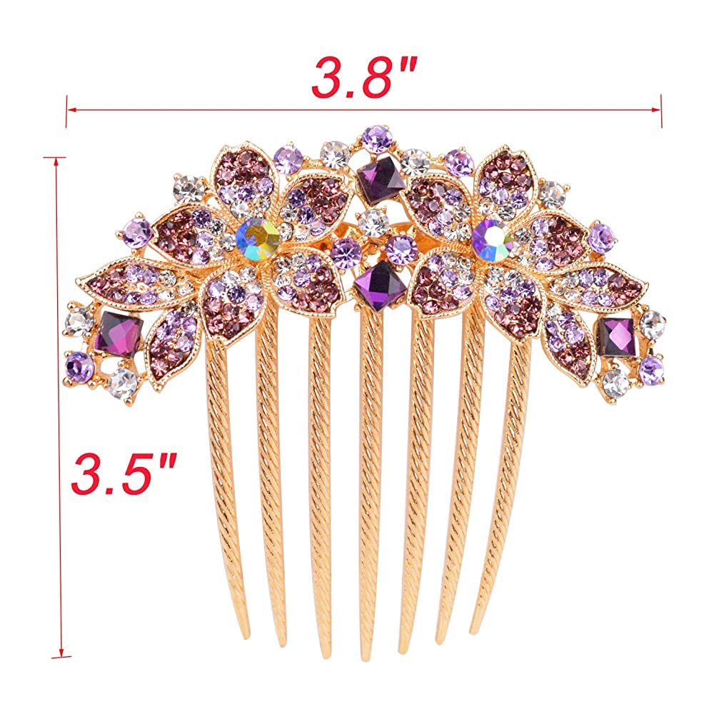 PALAY Metal Hair Clips for Women Stylish Latest Rhinestone 7-Claw Side Comb Clips for Hair for Women, Non-slip Bun Hair Comb Pin Hairpin Hair Accessories Ladies Gift