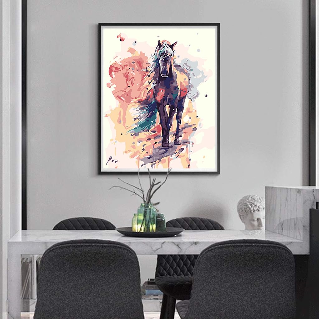 HASTHIP Paint by Numbers for Adults, 16x20inch DIY Aesthetic Horse Canvas Painting with Brushes & Pigments, Art & Craft Set for Home Decor, Gift for Teens & Adults, No Frame Included