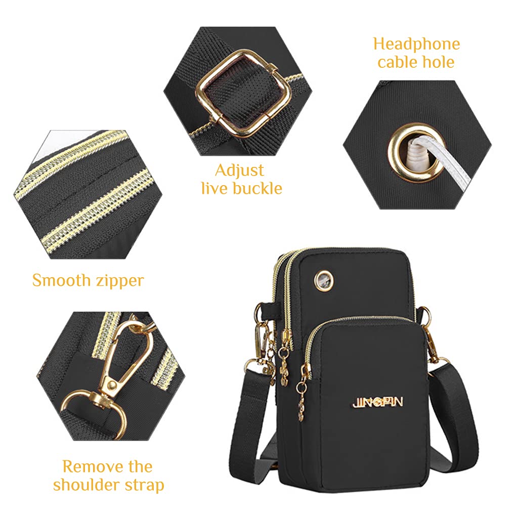 PALAY Small Cross Body Bag, Multifunction 3 Layer Mini Crossbody Shoulder Bag Phone Purse Armband with Headphone Port for Teens Girls Ladies Women (Multi-color1)