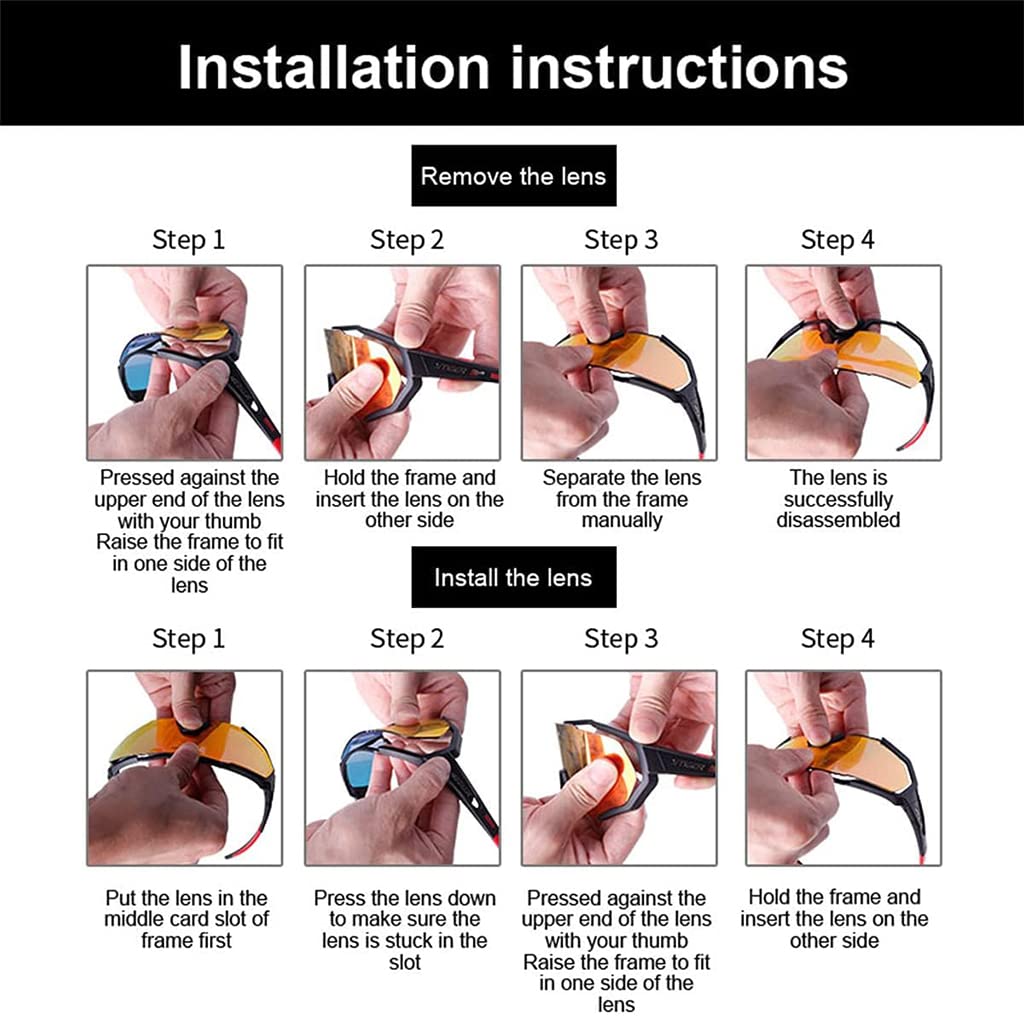 Proberos Polarized Sports Sunglasses with 3 or 5 Interchangeable Lenses, Mens Womens Cycling Glasses, Baseball Running Fishing Golf Driving