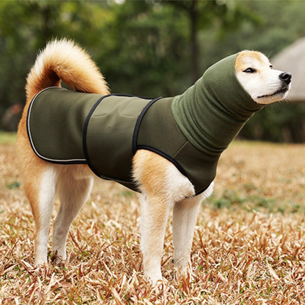 Qpets Dog Clothes with Head Wrap Comforting Dog Clothes for Large Medium Breeds Dog Anxiety Jacket Adjustable Hook and Loop Closure Breathable All Season Dog Jacket for 20-30kg Dogs, XXL