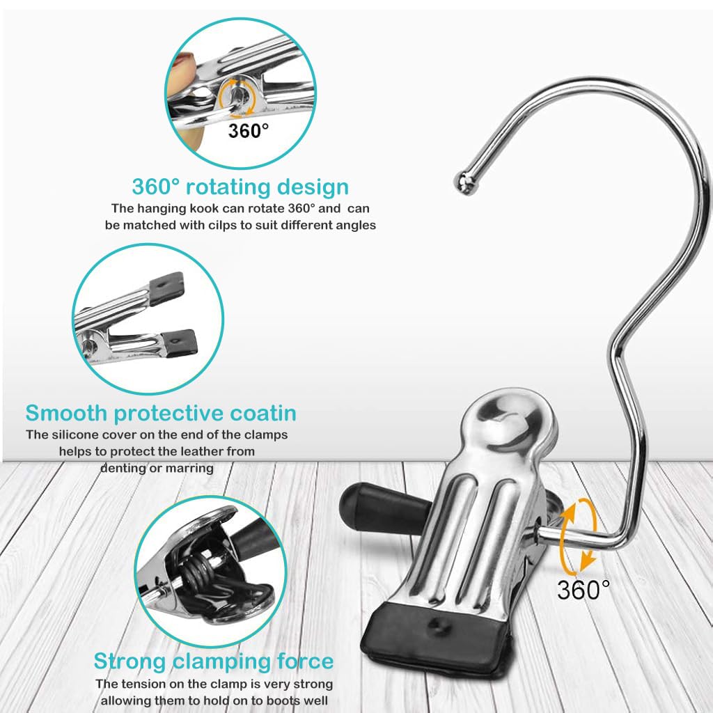 ZIBUYU 20Pcs Laundry Hooks, Clips for Clothes, Clothes Clip Hangers No-Trace Rubberized Clamps Clothes Clips with Hooks Clip Hooks Hangers for Towels, Socks, Baby Clothes