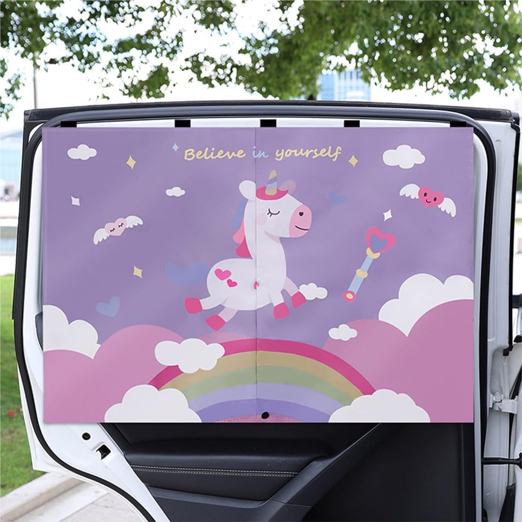 STHIRA® Car Window Sun Shade Double Opening Side Window Car Sun Shade Protector Premium Quality Car Shades for Windows Magnetic Car Window Curtain Perfect for Protecting Babies from UV Rays