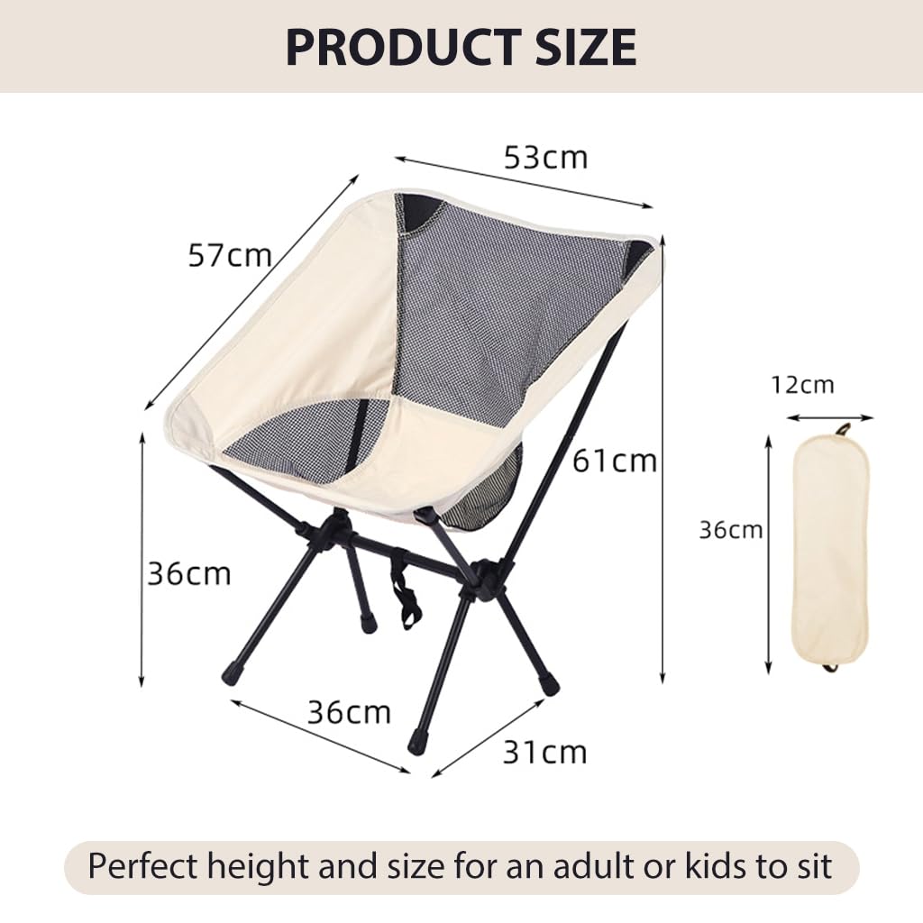 Proberos Portable Chair Folding Camping Chair Outdoor Chair with Carry Bag 600D Oxford Cloth Camping Chair Max 300 Lbs Weight Capacity Breathable Folding Chair for Camping Fishing