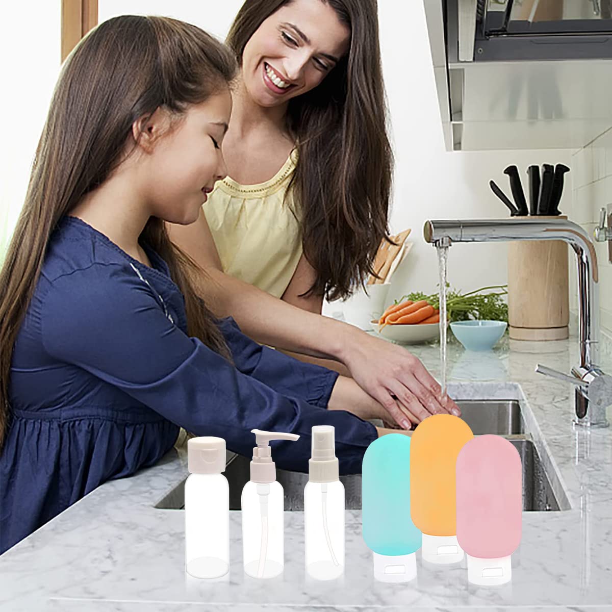 MAYCREATE Travel Bottles for Toiletries, 11pcs Set Leak Proof Squeeze Bottle for Travel, Spray Bottles & Cream Jars Kit, Refillable Containers Dispenser Bottle for Shampoo Lotion Conditioner