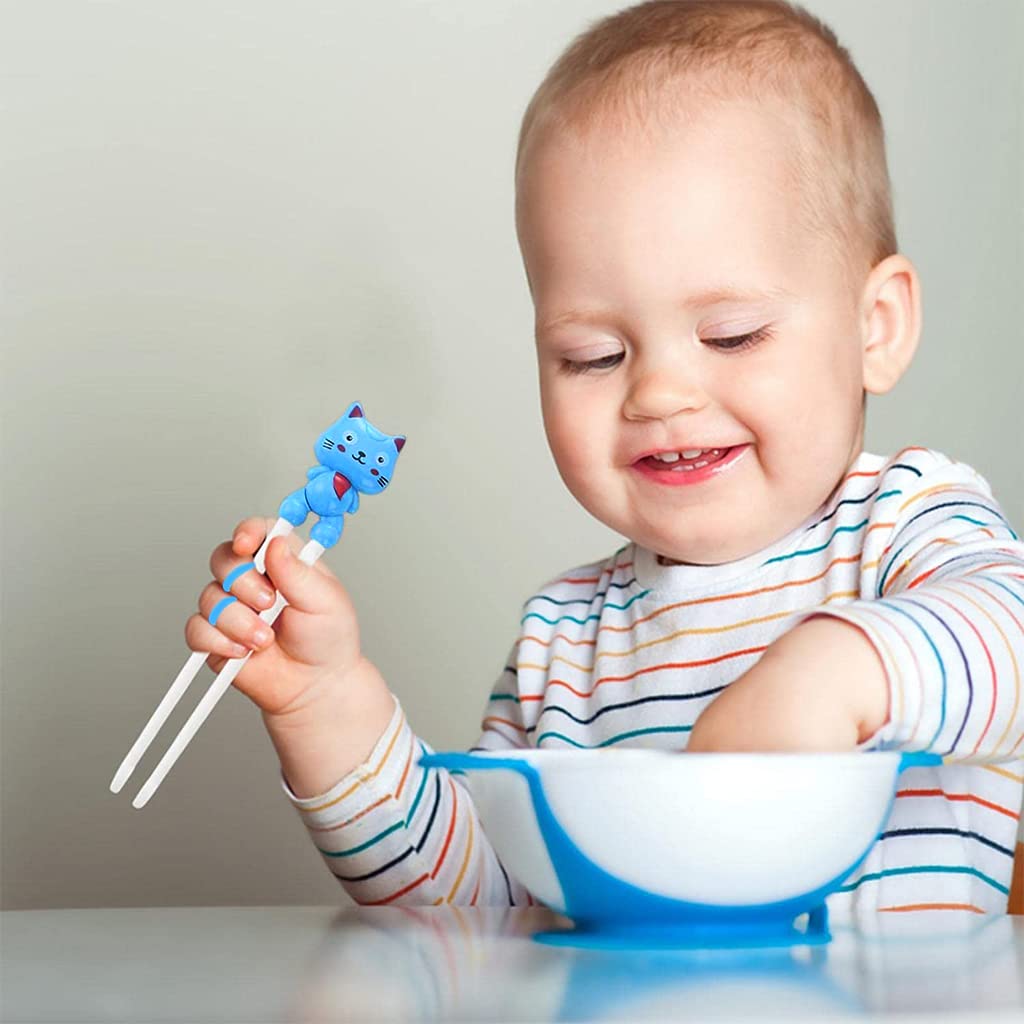 ZIBUYU Training Chopsticks for Kids and Adults Chopsticks for Beginners Learning Kids Auxiliary Chopsticks Holding Position for Kids 1-6 Years Left-Handed and Right-Handed, (Blue) - 1 Pair