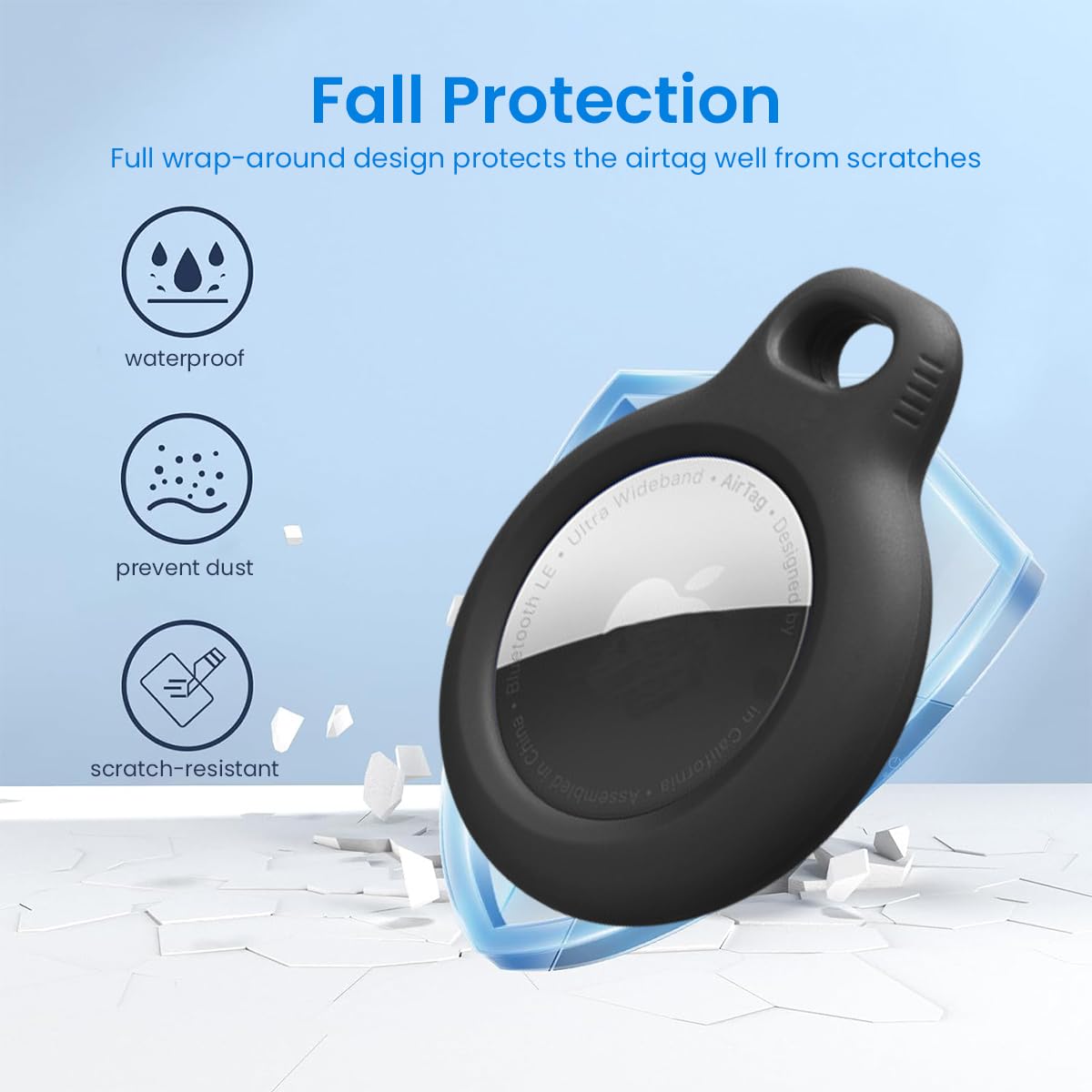 ZORBES 2Pcs Silicone AirTag Holder with Nylon Strap Waterproof Silicone AirTag Holder for Keychain, Pets, Items, Bag, Backpack, Luggage, No AirTag