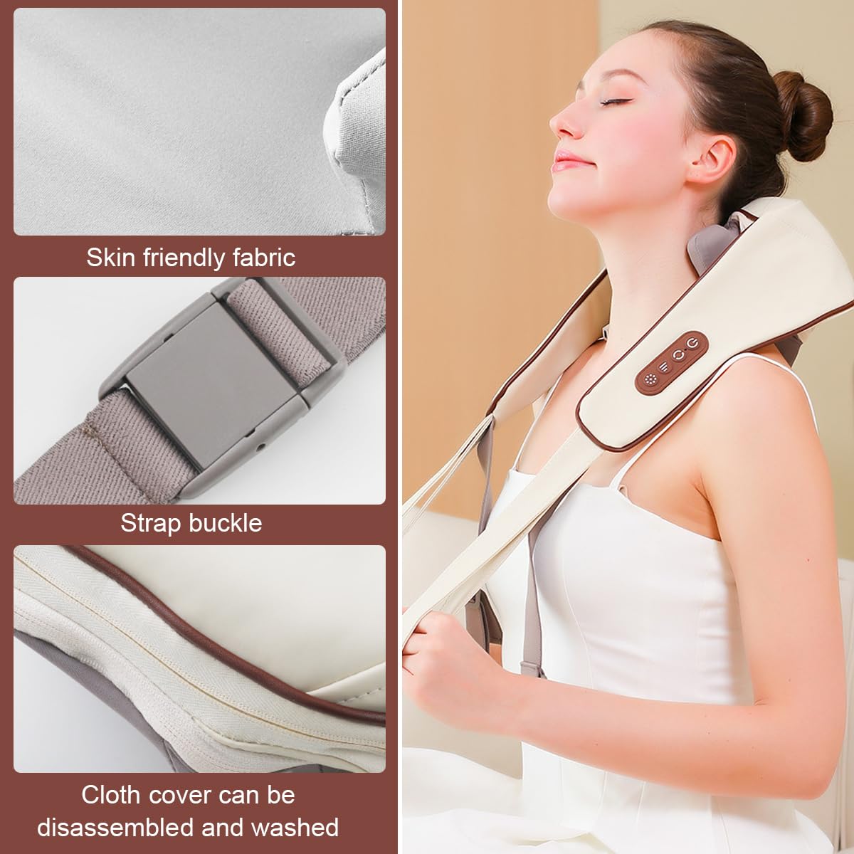 HANNEA Neck Massager with Heat, Cordless Neck Massager Relaxing Deep Tissue 4D Kneading Massage, Wearable Neck and Shoulder Massager for Neck, Back, Christmas Gifts Birthday Gift Men Women