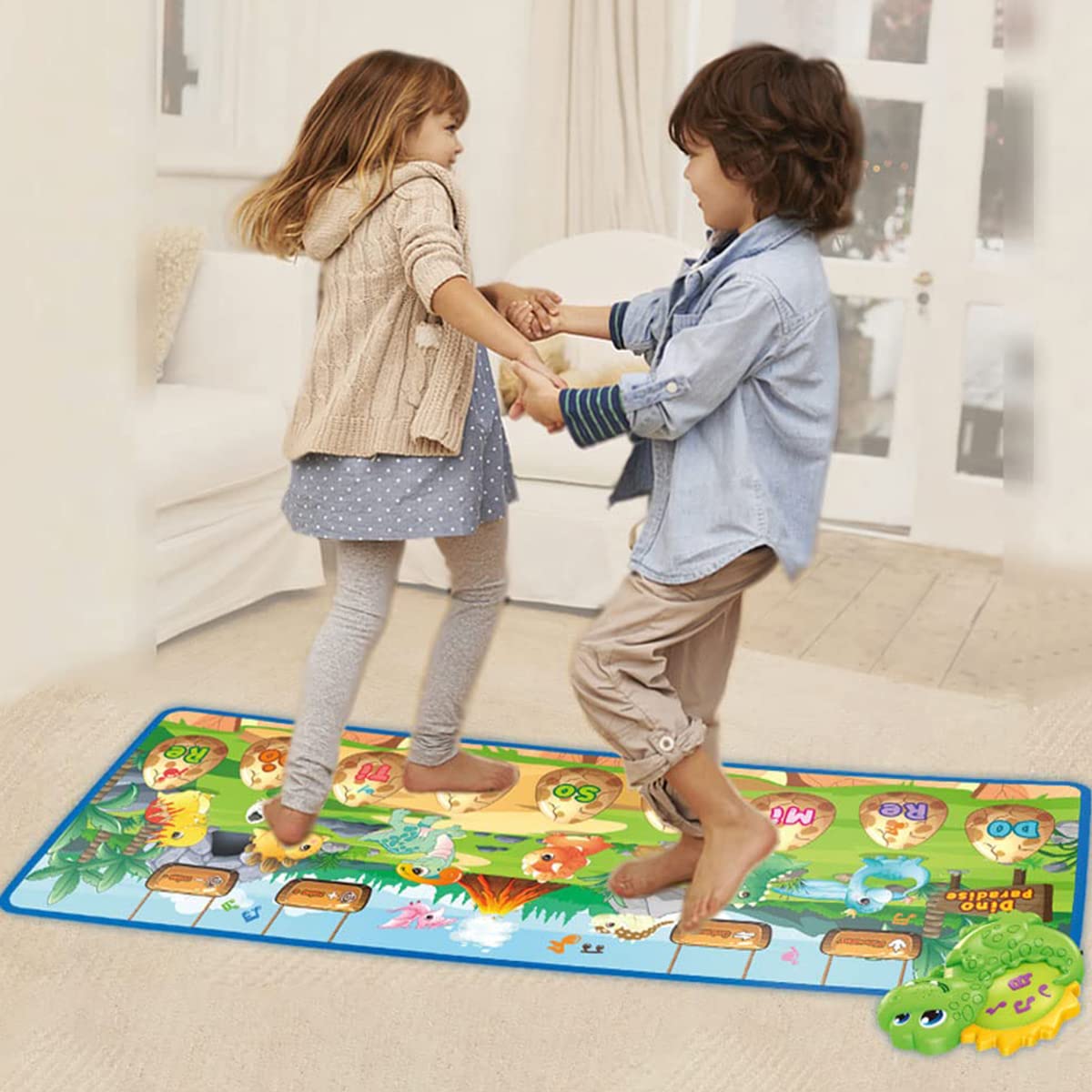 PATPAT Musical Mat for Kids, 47.2''*15.3'' Dinosaur Musical Play Mat Baby Piano Mat with 9 Piano Keys & Preset Songs, Music Mat for Kids 2-6 Years Old, Toys for 3 Year Old Boy Gifts for Boys Girls