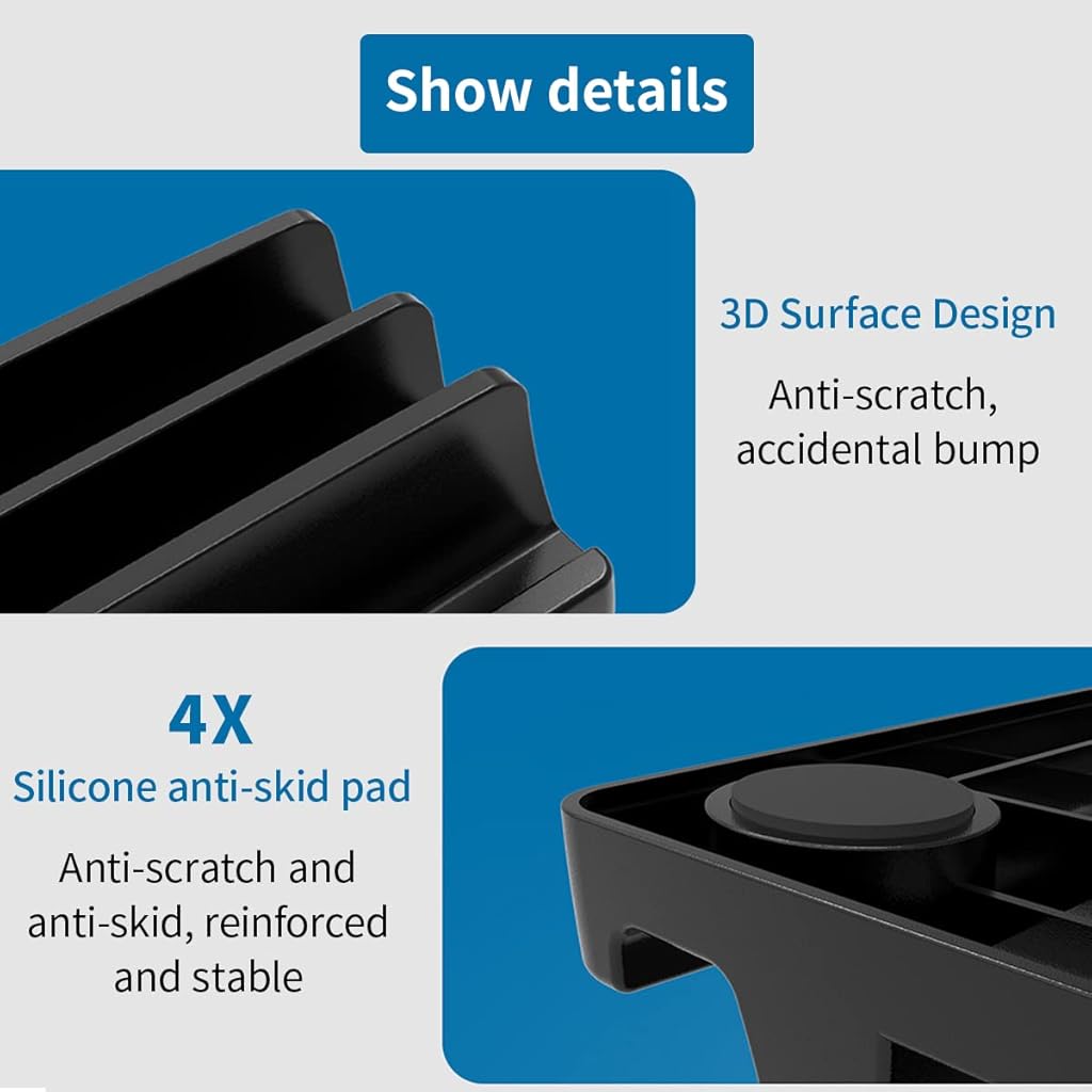 ZORBES Laptop Stand for for 17.3in Vertical MacBook Pro Stand MacBook Stand Desktop Organizer Silicone Anti-Slip Dual Slot Vertical Laptop Stand for MacBook/Chromebook/Surface/Dell/iPad
