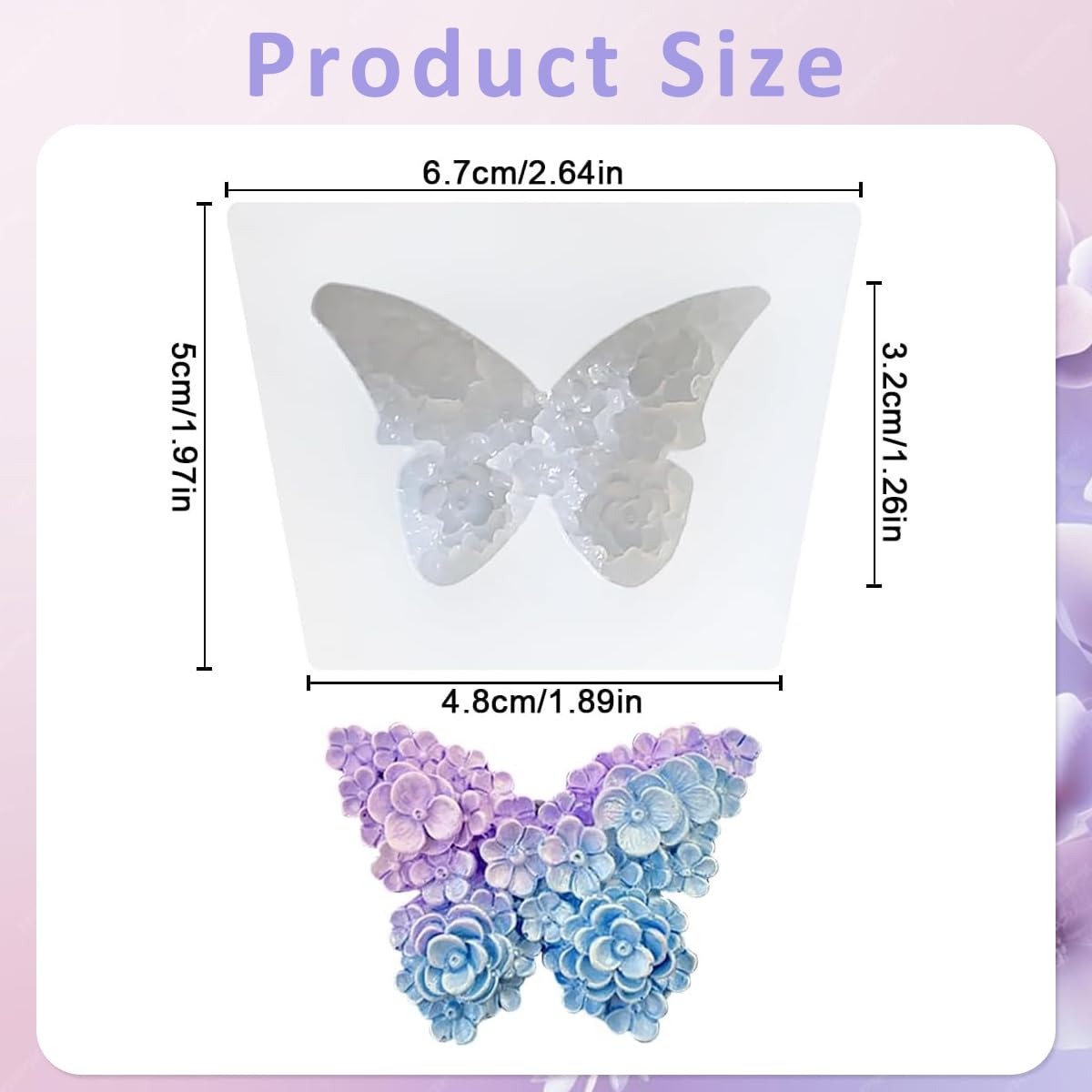 HASTHIP 3D Flower Butterfly Silicone Mold DIY Crafting Butterfly Silicone Resin Mold Flower Butterfly Silicone Molds for Scented Candles, Handmade Soap, Resin Desk Decor, Cake Decorating, 5x3.6cm