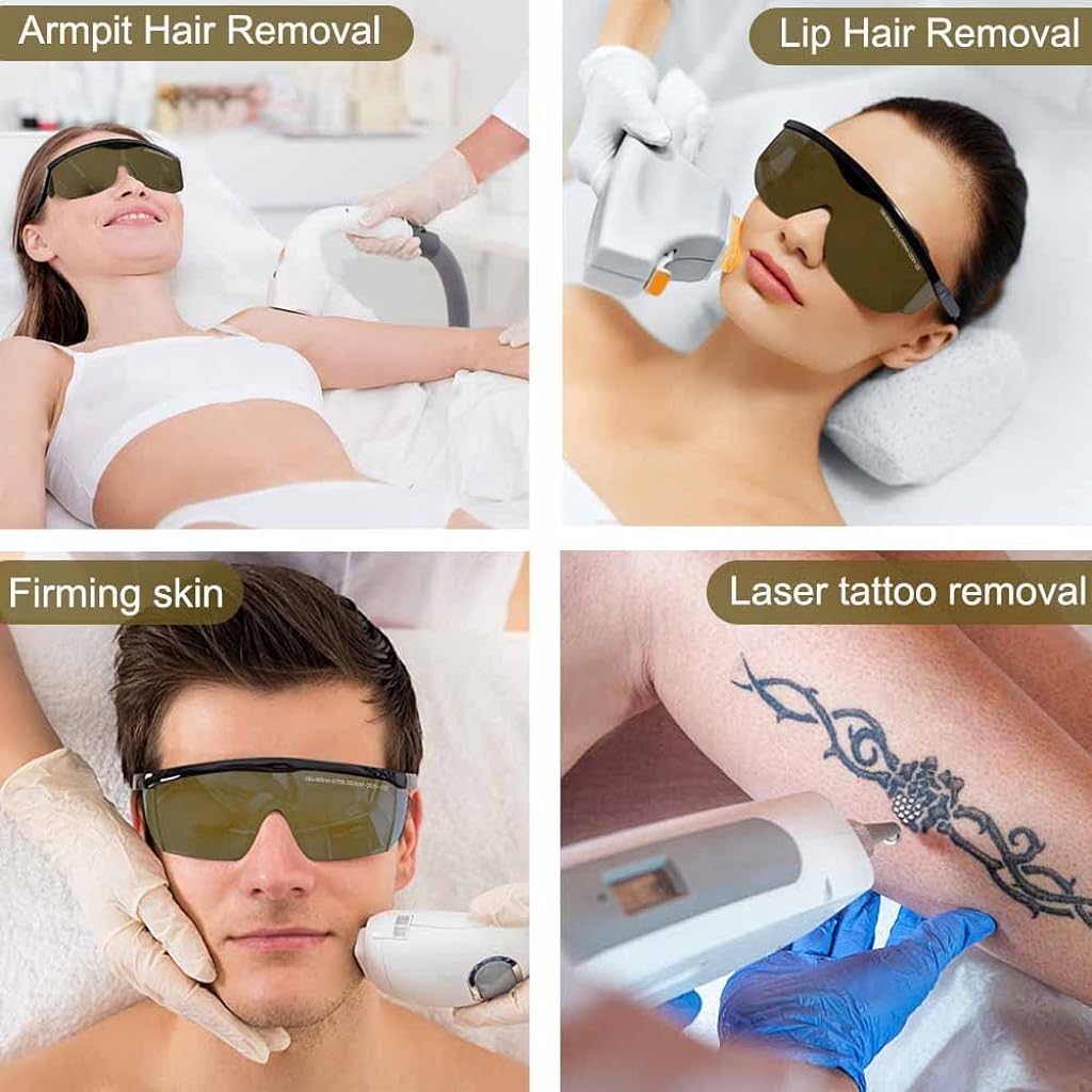 Serplex® Laser Safety Glasses IPL 190-480nm 750-2000nm Goggles Eye Protection for Beauty Machine Electric Hair Remover Marking with Wipe Cloth Box 3 PCS