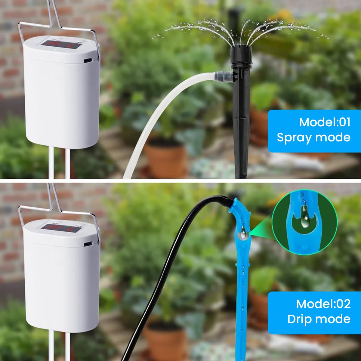 Serplex Automatic Watering System Kit for 16 Potted Plants Mini USB Rechargeable Drip Irrigation System with LED Digital Programmable Water Timer Smart Indoor Irrigation System with Accessories