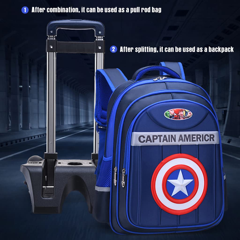 PALAY School Backpack for Boys Girls Travel Backpack on Wheel Boys School Backpack with 6 Wheel, Detachable Wheel Stand with Puller New School Bag for Primary Gift School Backpack