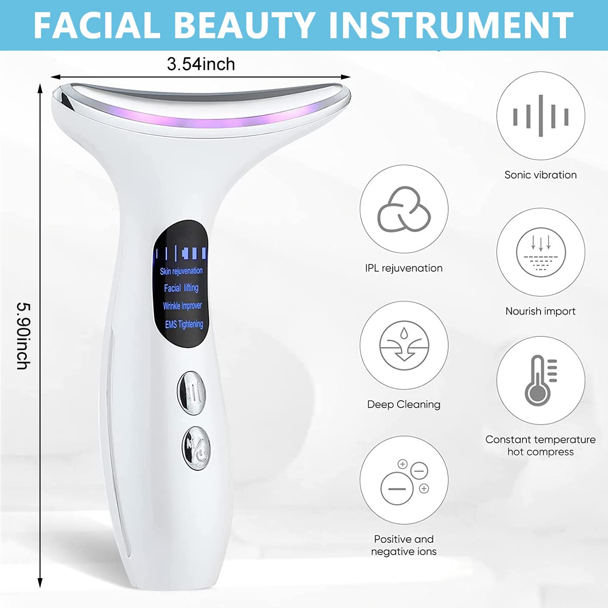 HANNEA Anti Wrinkles Face Massager Neck Massager EMS Micro-current Neck Massager Remove Double Chin Tighten Facial Contour Prevent Wrinkles