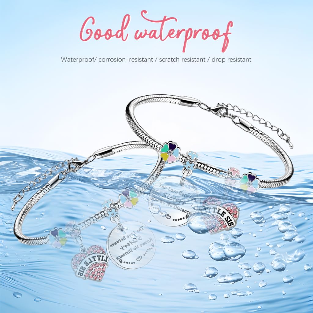 SANNIDHI 1 Pair Sisters Bracelet Friendship Bangles Stainless Steel Sisters Friendship Bangles Adjustable Sisters Bangle Raksha Bandhan Gift for Sisters BFF Friendship Bangle Jewelry Gift for Sisters