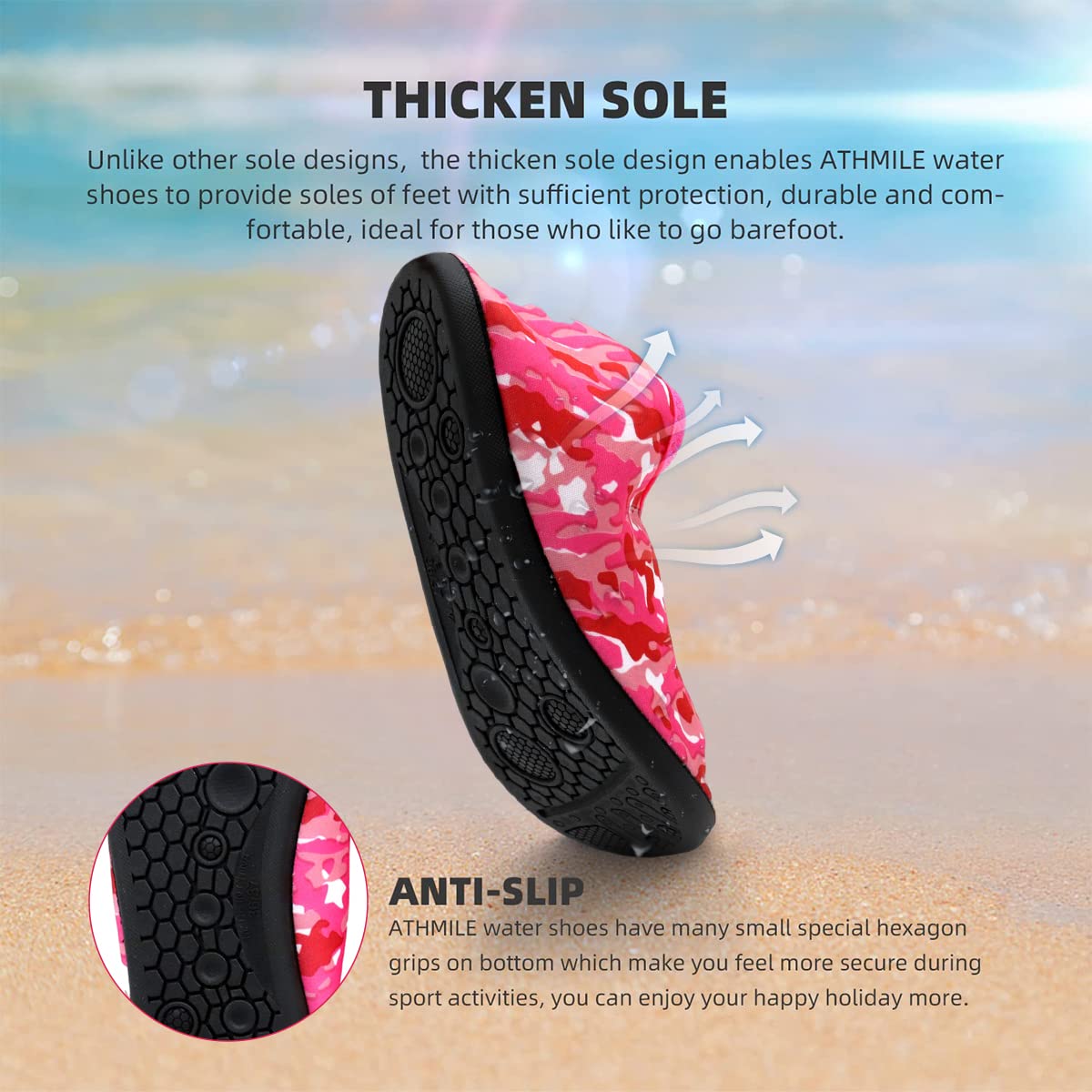 PALAY Water Shoes for Men Women, Quick Dry Barefoot Aqua Yoga Socks, Outdoor Thicken Anti-Slip TPR Rubber Sole Breathable Aqua Socks for Surfing Yoga Indoor Fitness(UK3-3.5)