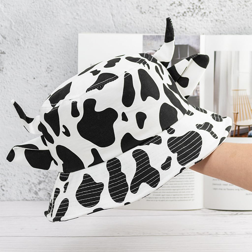 PALAY Women Sun Hat Bucket Hat Cute Cow Print Beach Hat Summer Hat for Women Adjustable Sun Hat for Women Girls Hat