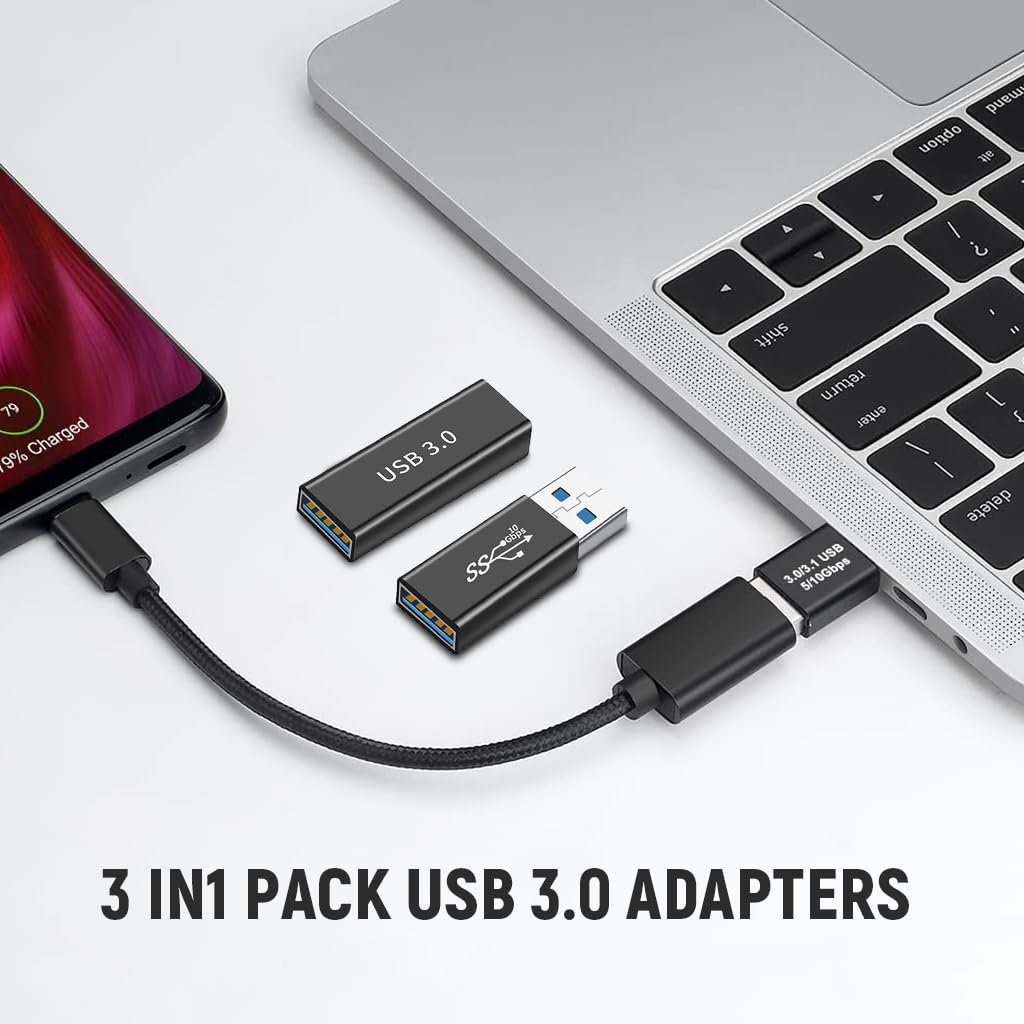 Verilux USB 3.0 Adapters 3Pcs, with 5Gbps Data Transfer, Metals High Speed Converters USB 3.0 Female to Female and Male to Male and Female to Male, Sit for Laptops, USB Hubs, Gaming Consoles, Black