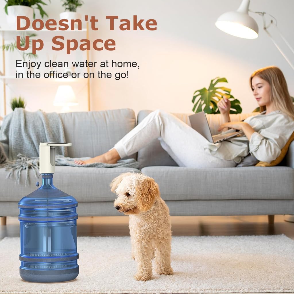 HASTHIP 5 Gallon Water Bottle Pump, Universal for 2-5 Gallon Water Bottle Jug with 3 Modes, Foldable Water Outlet to Remain Clean, Rechargeable Automatic Drinking Water Bottle Dispenser