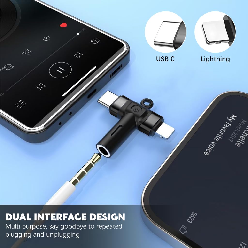 Verilux USB C to 3.5mm Audio Adapter Headphone Adapter 2-in-1 Aux Adapter for Headphone Jack, Aux to USB C and Adapter for i-Phone 15 14 13 12 11 X ipad, Galaxy, Pixel
