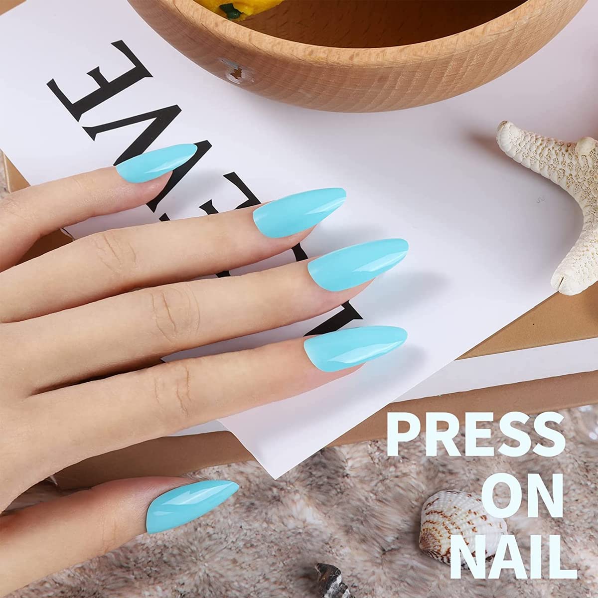 MAYCREATE 24 Color Press on Nails Sets, False Nails Artificial Fake Nails Coffin Press on Nails Solid Color Glossy Fake Nails Full Cover False Nails Tips for Women Girls DIY Nail, Style B (No glue)