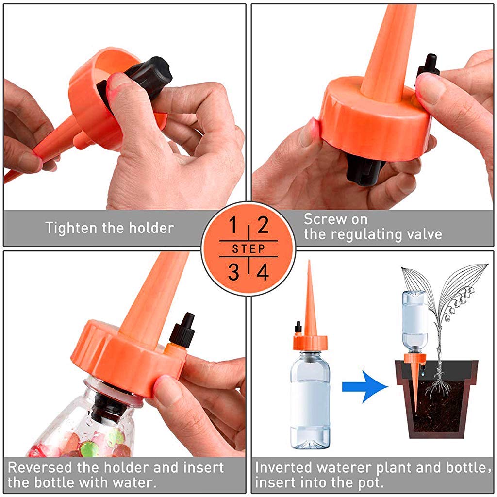 HASTHIP Drip Irrigation System Plant Waterers DIY Automatic drip Water Spikes Taper Watering Plants Automatic houseplant Watering 12 pcs/Set