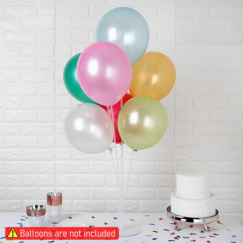 HASTHIP 6Pcs Balloon Stand for Decoration, Balloon Supplies with Dot Stickers Balloon Accessories, Balloon Sticks with Base for Table Birthday Baby Shower Graduation Party Decorations