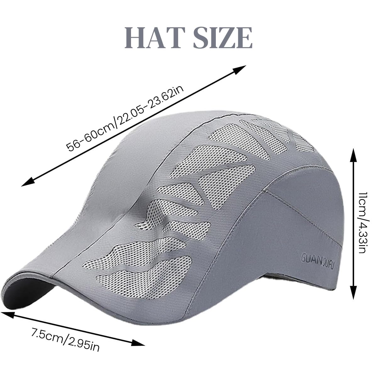 GUSTAVE Cap for Men, Sport Baseball Caps for Men, Sun Hats for Men Stylish Women with Chin Cord Stylish Adjustable Ultra Lightweight Grey