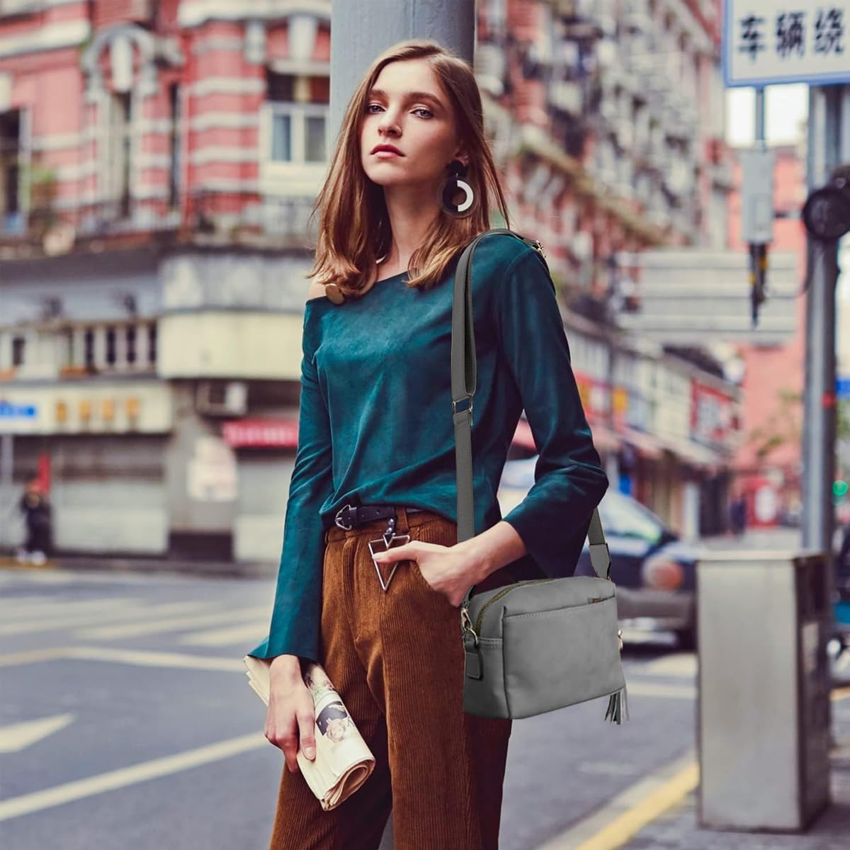 PALAY Small CrossBody Bags for Women PU Leather Phone Bag Square Shoulder Bag With with Adjustable and Removable Wide Strap