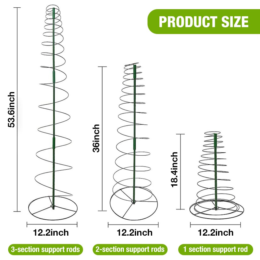 HASTHIP 2 Sets Plants Trellis Iron Adjustable 53.6 Inches Spiral Up Climbing Trellis DIY Assembly Plant Climb Up Trellis Garden Climbing Plants Trellis for Beans, Vine, Flower Pot