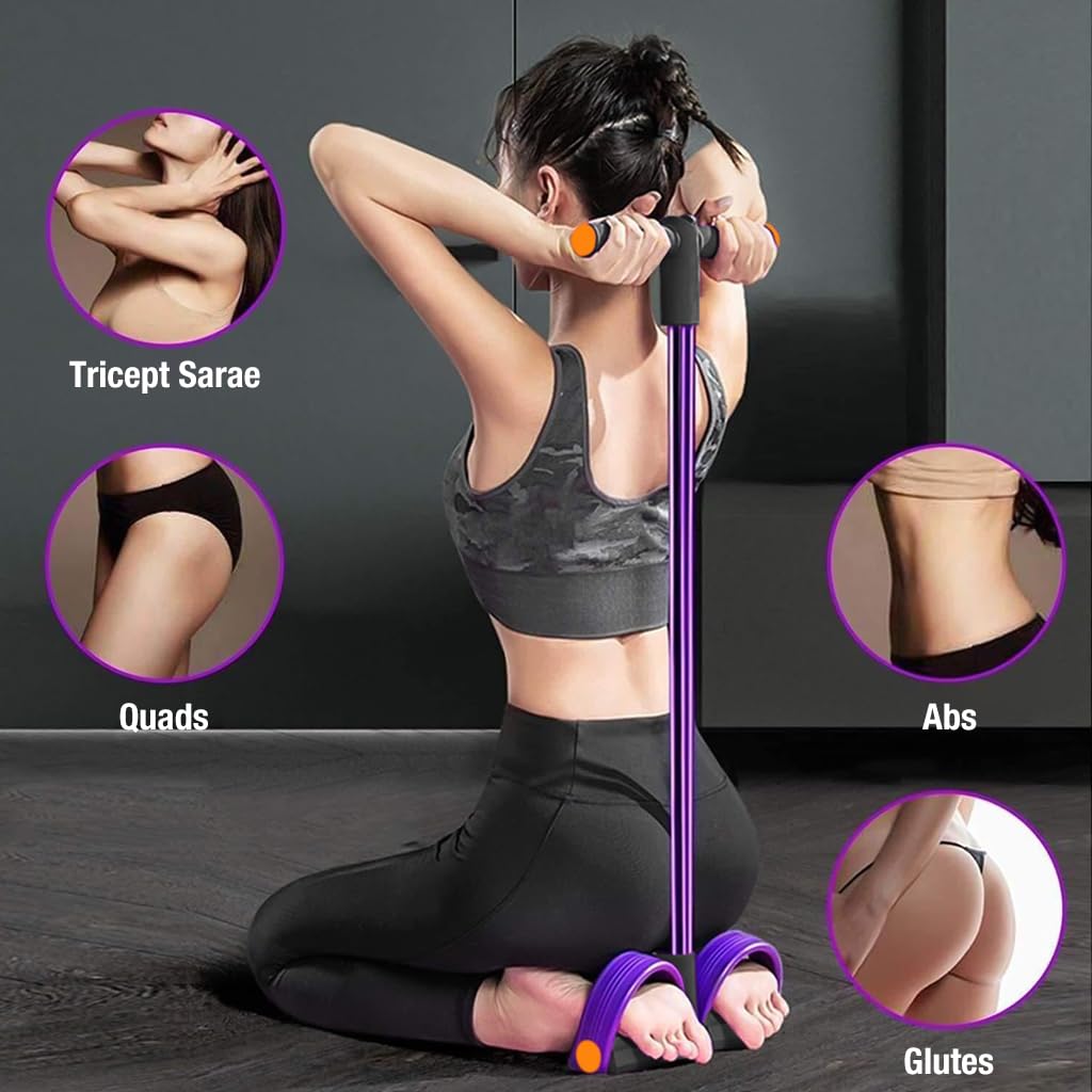 Proberos Multifunction Tension Rope, 6-Tube Elastic Yoga Pedal Puller Resistance Band, Natural Latex Tension Rope Fitness Equipment, for Abdomen/Waist/Arm/Leg Stretching Slimming
