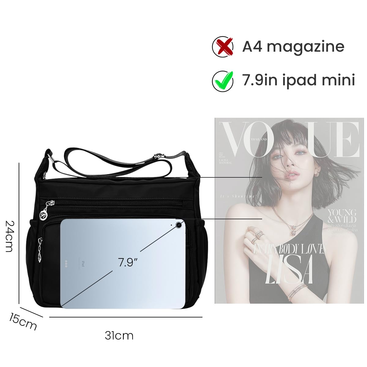 PALAY Women Shoulder Handbag Roomy Multiple Pockets Bag Ladies Crossbody Purse Fashion Tote Top Handle Satchel