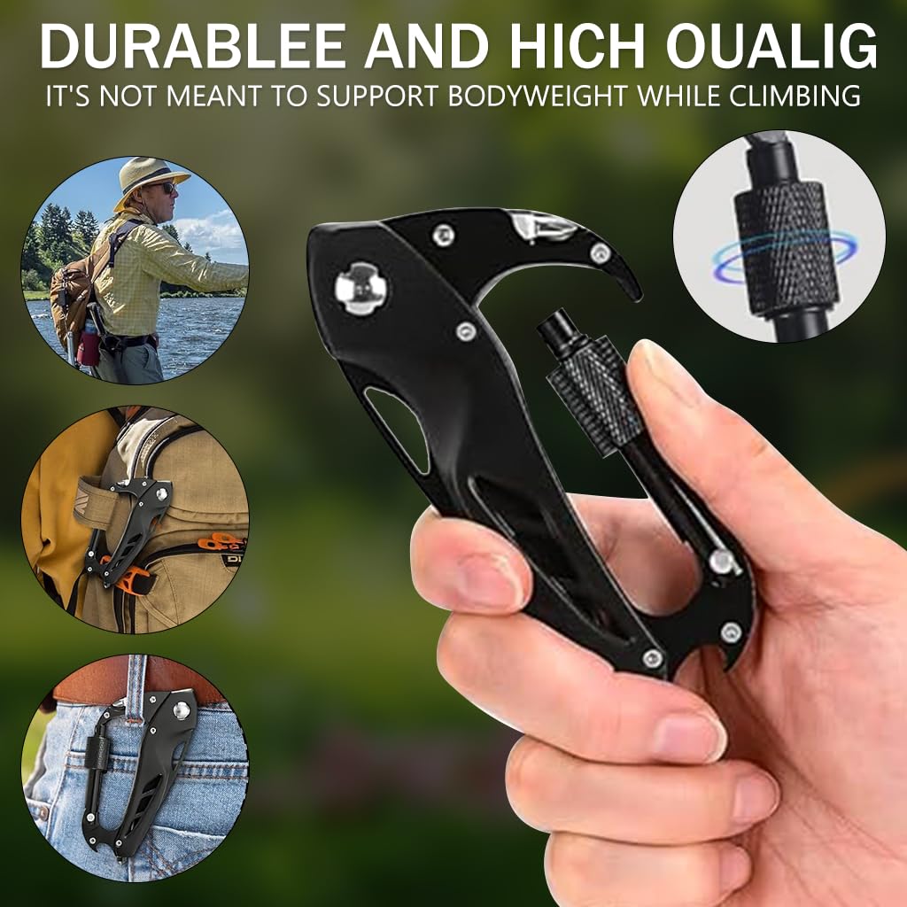 Optifit Fathers Day Gifts, Multifunctional Carabiner Duty Stainless Steel Carabiner, Portable Multi Tool, Multi tool for Climbing, Camping, Cycling, Hiking, Stainless Steel