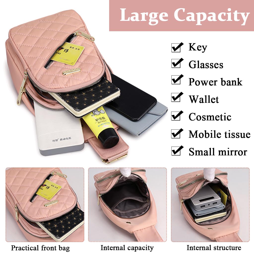 PALAY Crossbody Bag for Women Sling Bag for Women Crossbody Bag for Women Phone Bag Oxford Cloth Stylish Pink Chest Bag Versatile Fashion Sling Bag Travel Shoulder Bags