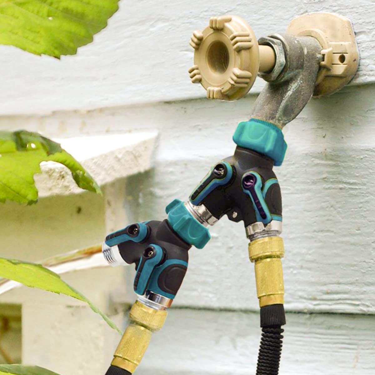 HASTHIP 2 Way Hose Splitter, Heavy Duty Garden Faucet Splitter, Hose Y Splitter with Separate Switch, Universal 3/4