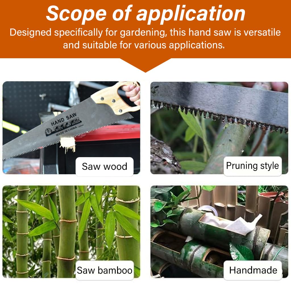 HASTHIP 45cm Hand saw for Wood, Plywood Cutting, Heavy Duty SK-4 Steel Handsaw for Pruning, Gardening, High Cutting Efficiency, Hand-Crafted Tool for Carpenter