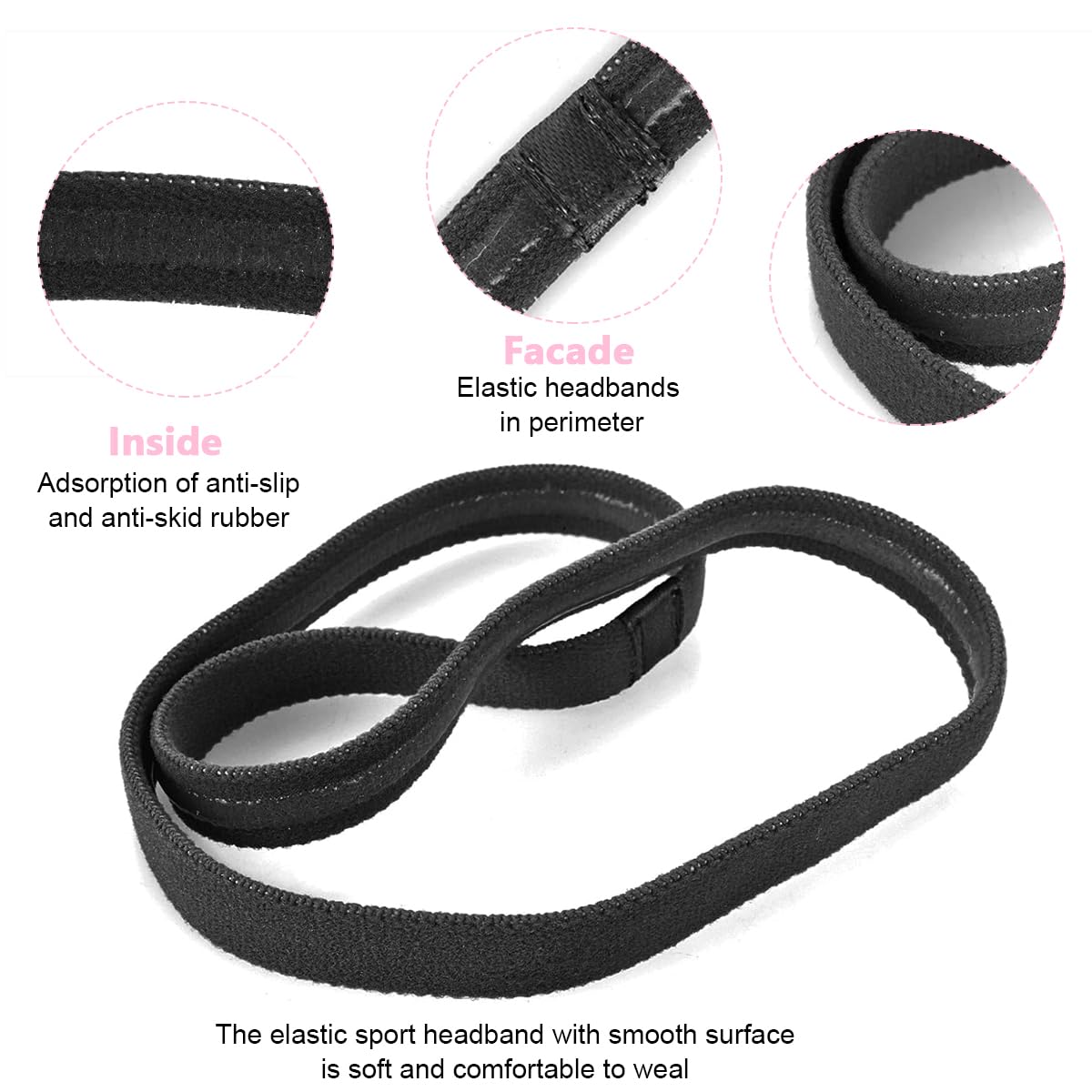 MAYCREATE 4Pcs Elastic Sports Headband for Men Women Stretchy Non-Slip Athletic Headbands Thin Workout Hair Bands