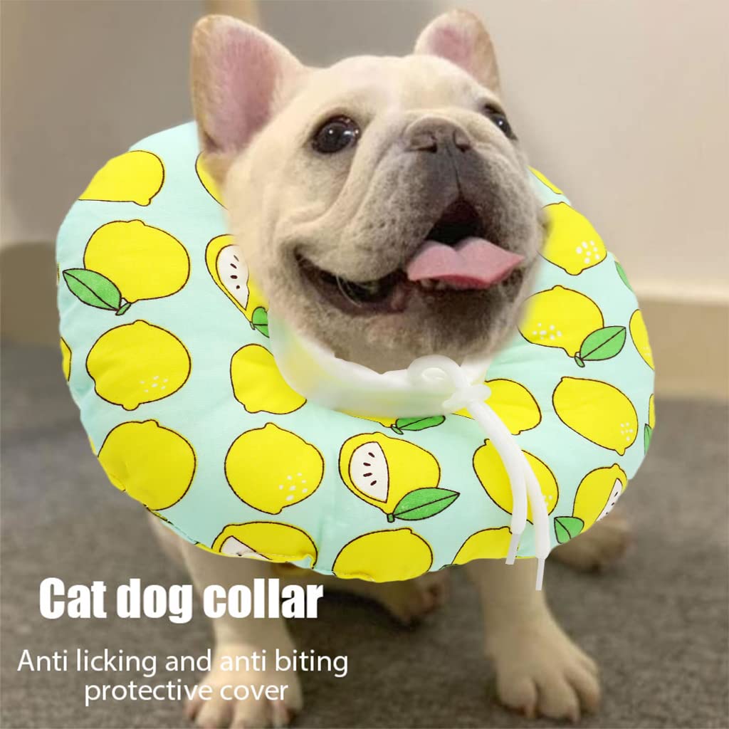 Qpets Cat Cone Collar Comfy & Soft Stuffed PP Cotton Adjustable Size Machine Washable, After Surgery for Anti-Licking Dog E Collar,Surgery Recovery Collar for Pet (M:16-29cm)