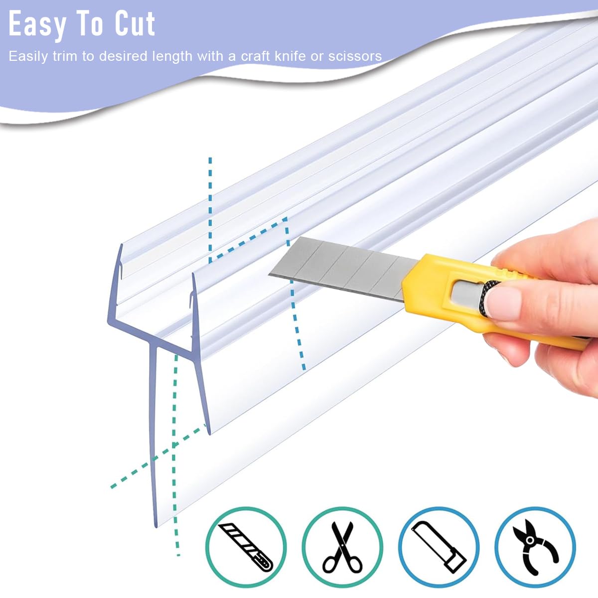 HASTHIP 39 Inches Bathroom Door Bottom Seal Flexible Dual Flap Design Glass Door Water Stopper Strip Door Sweep Universal Slide-in Door Bottom Water Stopper Strip for Glass Roor within 4-6mm Thicknes